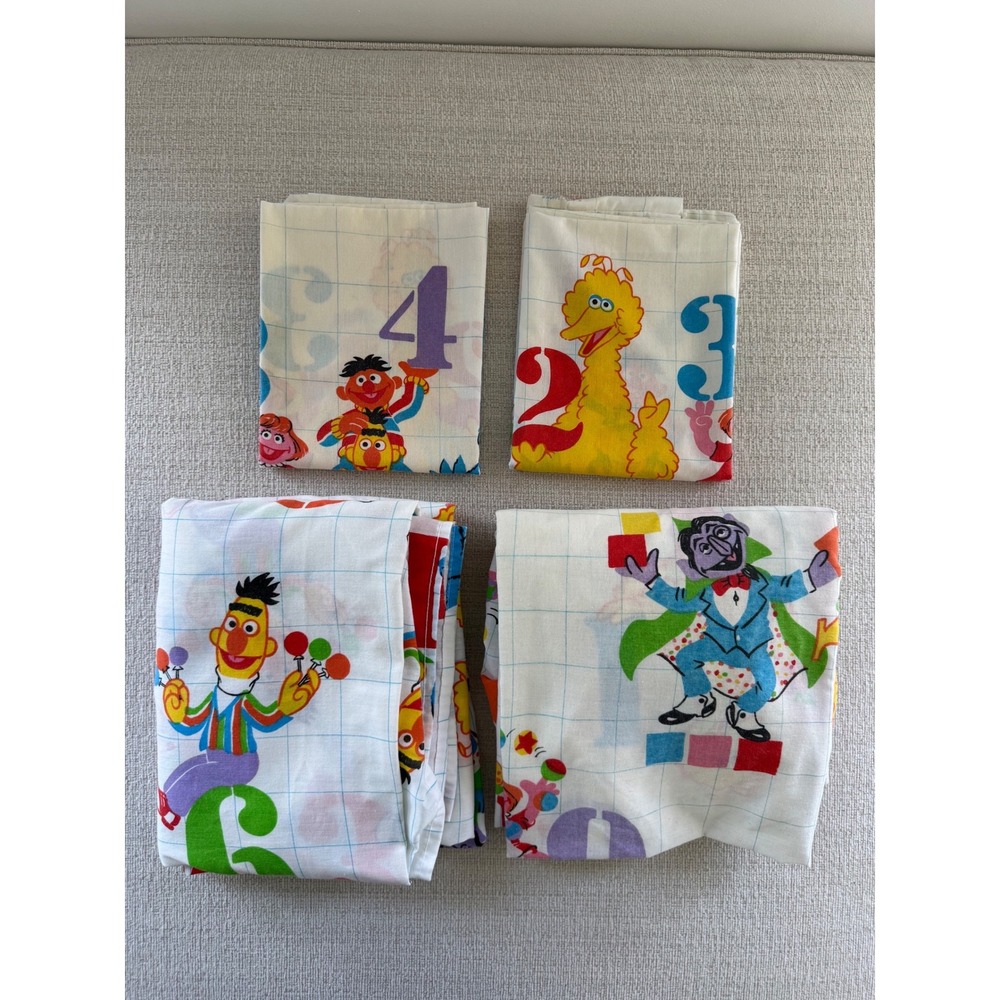 Sesame Street Vintage Stevens Full Size Bed Sheet Set 1980s TV Series Numbers